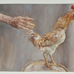 Catherine Fox

_Father Fox & the Rooster 1_  2017 oil on board 15x20cm
*$1,800 or 4 payments of $450*